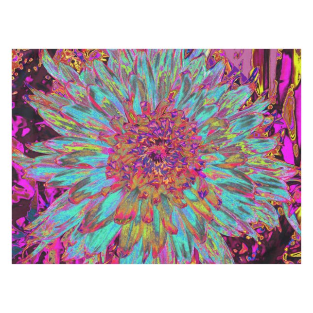 Mantel Resumen azul Verde azulado psicodélico Dahlia deco (Frente (Horizontal))