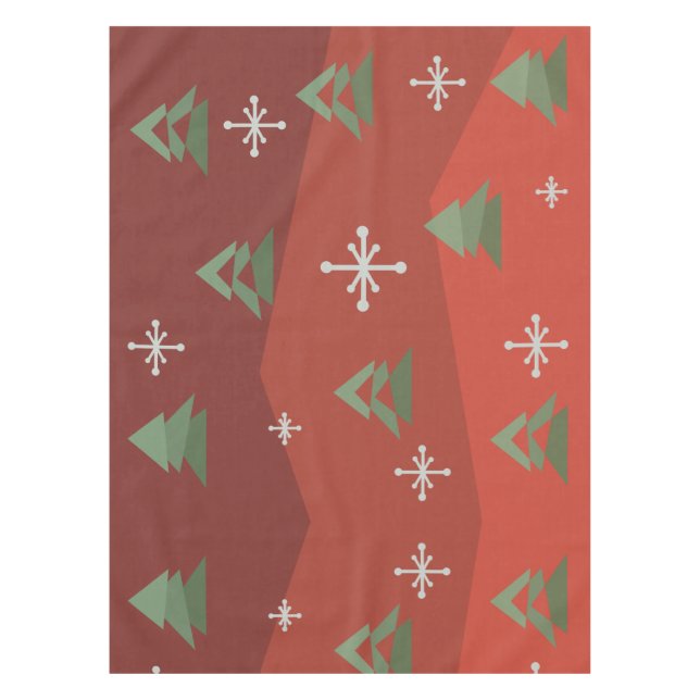 Mantel Resumen de árboles navideños de mediados del siglo (Anverso)