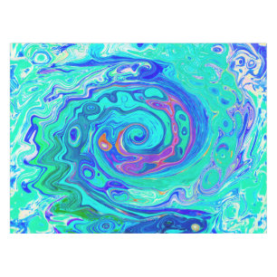 Mantel Resumen de Groovy Ocean Blue y Green Liquid Swirl