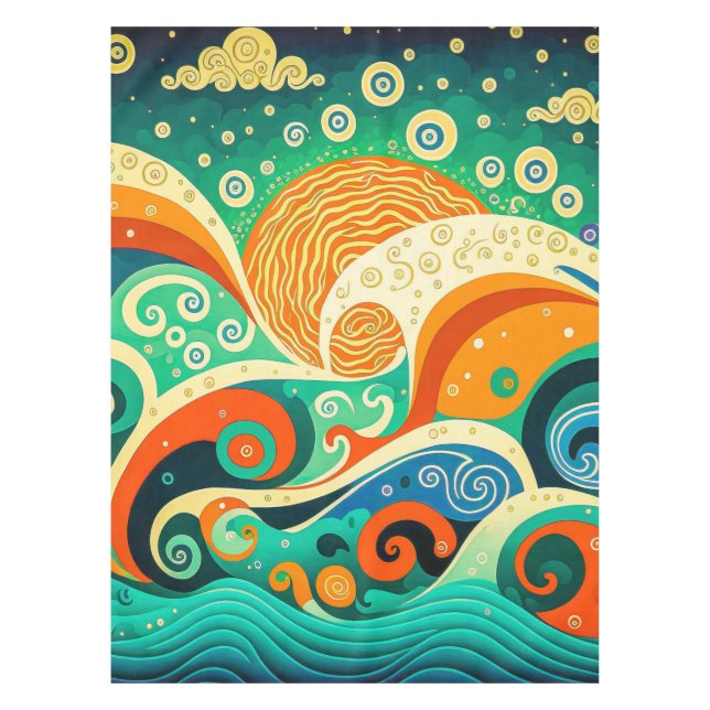 Mantel Resumen de obras de arte de las olas hippie de la  (Anverso)