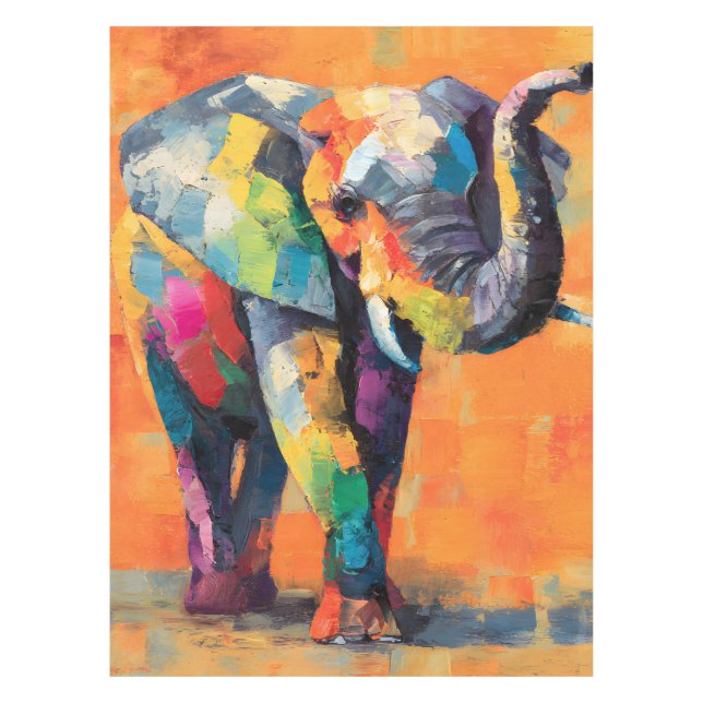 Mantel Resumen feliz elefante arcoiris (Anverso)