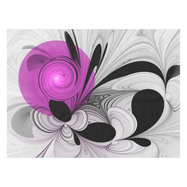 Mantel Resumen Gris Negro Con Arte Fractal Magenta (Frente (Horizontal))