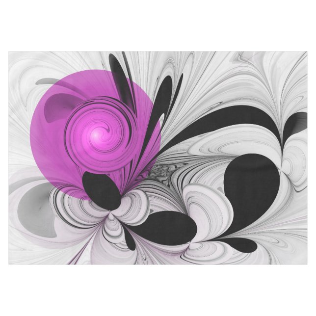 Mantel Resumen Gris Negro Con Arte Fractal Magenta (Frente (Horizontal))