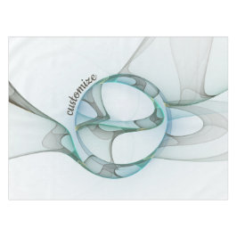 Mantel Resumen moderno Fractal Azul Turquesa Gris Textos