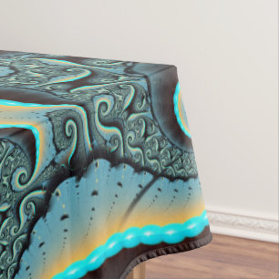 Mantel Resumen Naranja azul turquesa espiral de arte frac