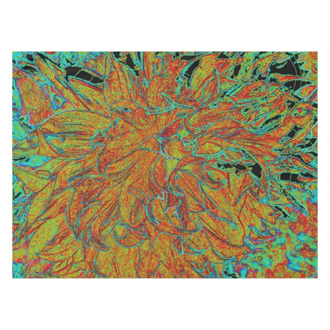 Mantel Resumen Naranja quemado y el florecimiento verde d (Frente (Horizontal))