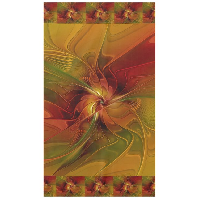 Mantel Resumen Naranja rojo Brown Flor de arte fractal ve (Anverso)