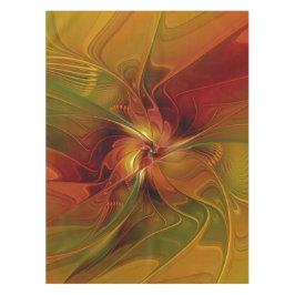 Mantel Resumen Naranja rojo Brown Flor de arte fractal ve