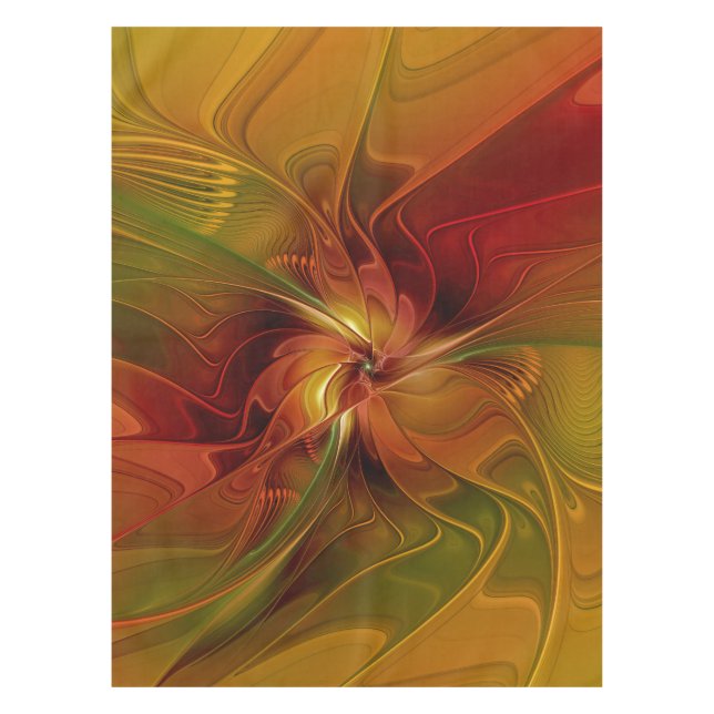 Mantel Resumen Naranja rojo Brown Flor de arte fractal ve (Anverso)