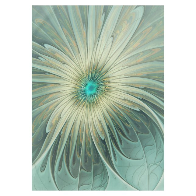 Mantel Resumen Sage Green Fantasy Flower Fractal Art (Anverso)
