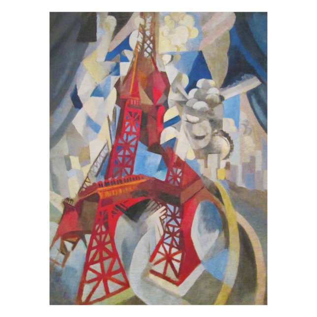 Mantel Retraso de la Torre Eiffel Resumen Pintura Cubista (Anverso)