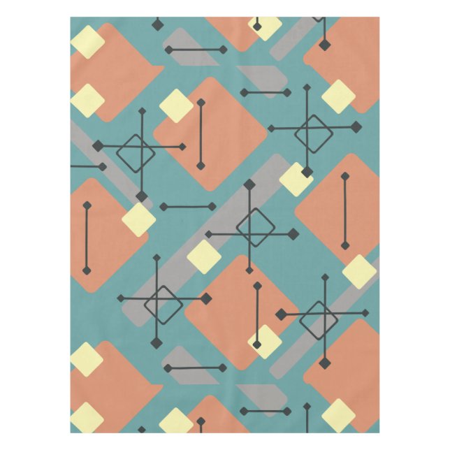 Mantel Retro 1950s Art Diamonds Teal Orange (Anverso)