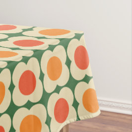 Mantel Retro 70s Scandi Flowers -Mid mod- Orange on Green