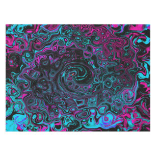 Mantel Retro Aqua Magenta y Black Abstract Swirl