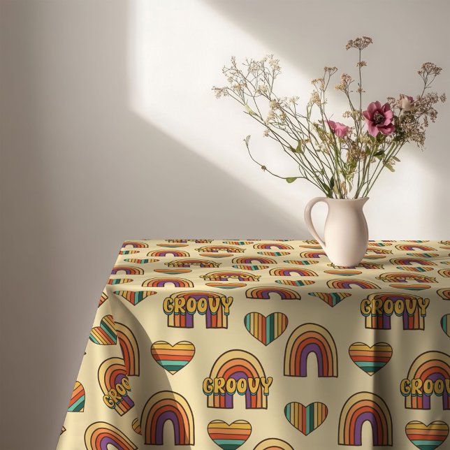 Mantel Retro Arcoíris Años 60 Pastel Alegría Mesa (Retro Rainbow Tablecloth 60s Pastel Table Joy)