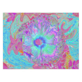 Mantel Retro Arcoíris Psicodélico Flor de Hibisco Azul