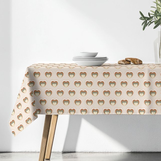 Mantel Retro Bloom Marrón Verde Accent Cozy (Retro Bloom Tablecloth Brown Green Cozy Accent)