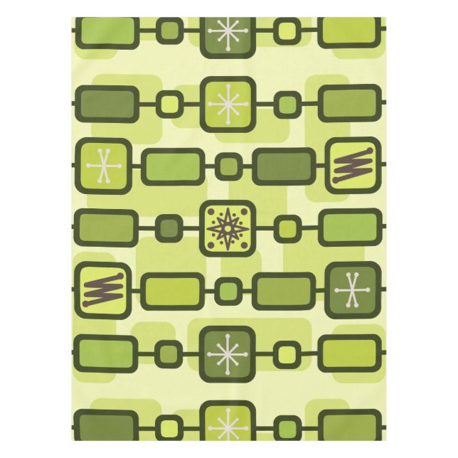 Mantel Retro Carta Geométrica Atómica Chartreuse (Anverso)