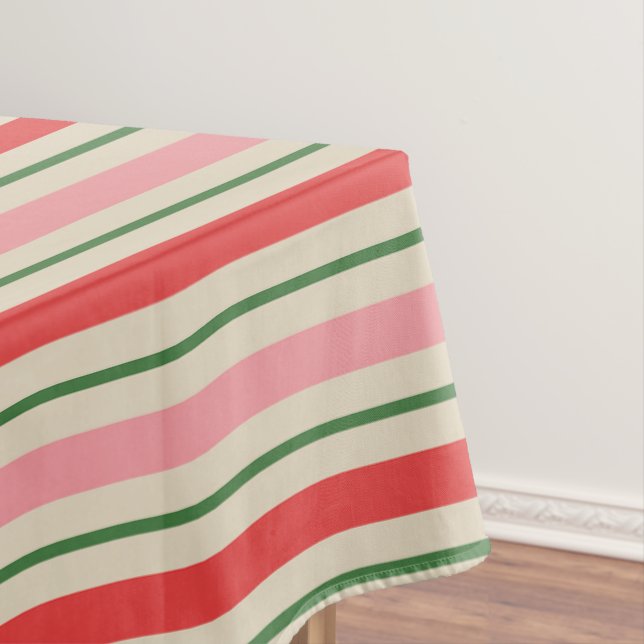 Mantel Retro Christmas Stripes Pattern Pink Red Green (In Situ)