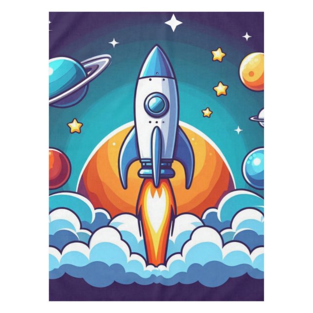 Mantel Retro, cohete espacial exterior (Anverso)