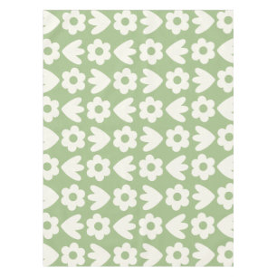 Mantel Retro Escandinavo Flores Patrón Floral Sage