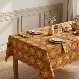 Mantel Retro Floral de los 70 Naranja Quemada Terracota
