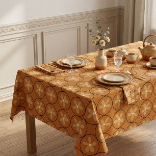 Mantel Retro Floral de los 70 Naranja Quemada Terracota