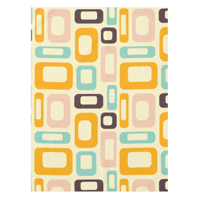 Mantel Retro geometric pattern in light beige background (Anverso)