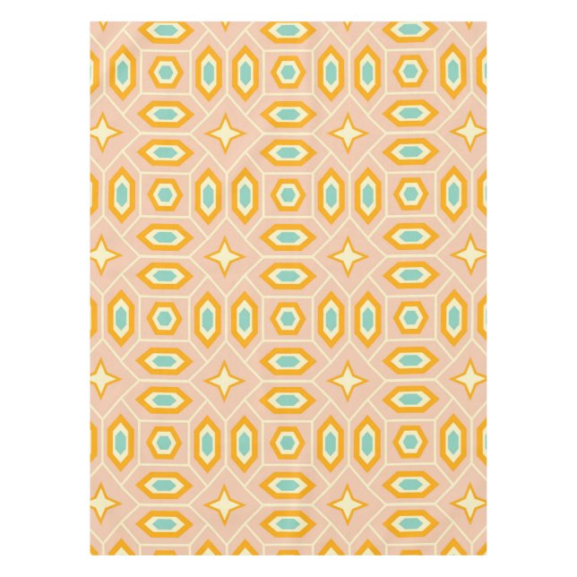 Mantel Retro geometric pattern with hexagons and stars (Anverso)