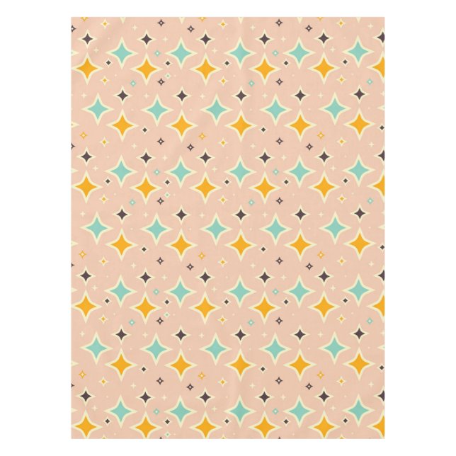 Mantel Retro geometric pattern with teal, orange, black (Anverso)