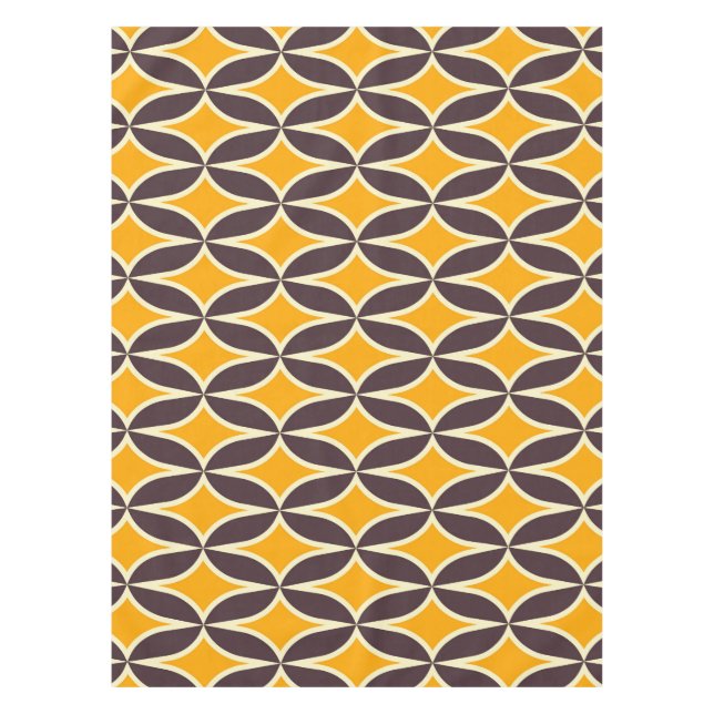 Mantel Retro geometric pattern yellow and brown leaf (Anverso)