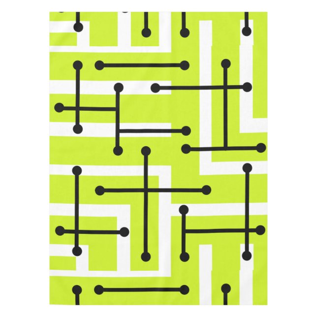 Mantel Retro Geométrico Art Maze Chartreuse (Anverso)