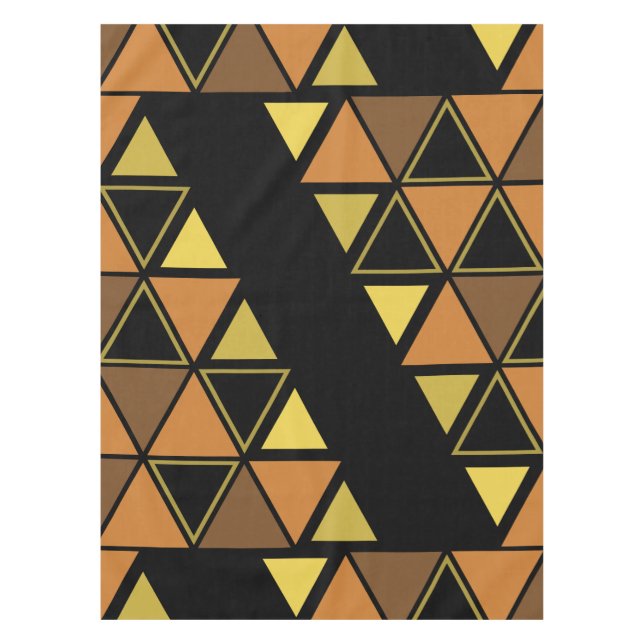 Mantel Retro Geométrico Triángulos Naranja Amarillo (Anverso)