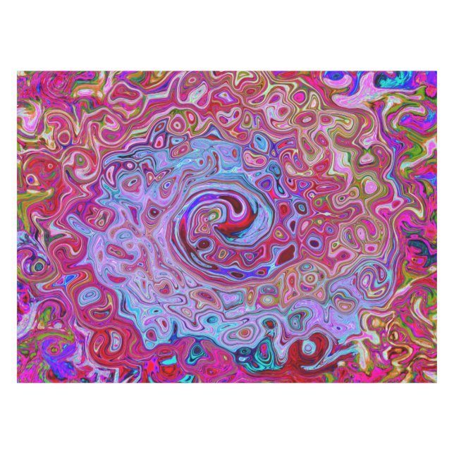 Mantel Retro Groovy Abstract Remolino de Lavanda y Magent (Frente (Horizontal))