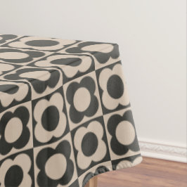 Mantel Retro modern -Flower Checkerboard - neutral taupe