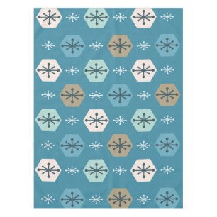 Mantel Retro Navidades Snowflakes Turquoise Gold