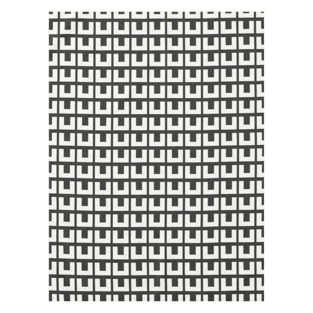 Mantel Retro Negro Blanco Geométrico Mid Century Moderno  (Anverso)