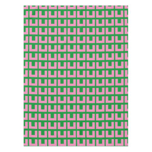 Mantel Retro Rosa Verde Geométrico Mid Century Moderno 