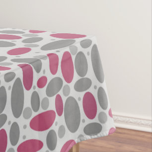 Mantel retro, sesenta, puntos de polka, gris y rosa