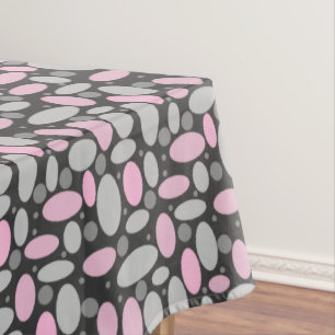 Mantel retro, sesenta, puntos de polka, gris y rosa, polk