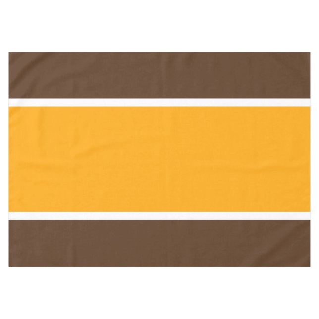 Mantel Retro Sporty Golden Yellow White Brown Stripes (Frente (Horizontal))