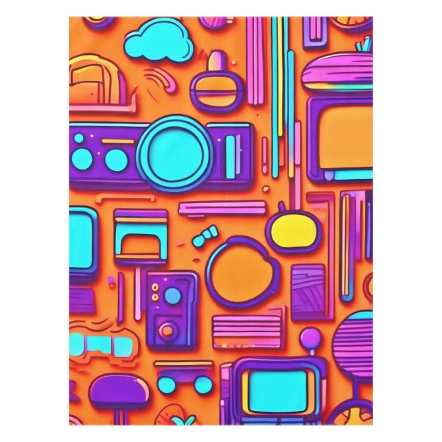 Mantel Retro Tech Pop: Collage nostálgico de gadgets (Anverso)