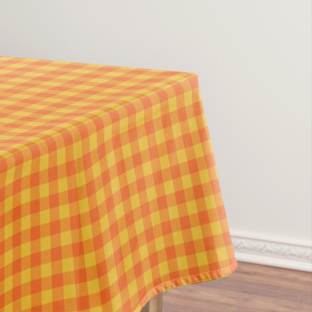 Mantel Retro Yellow Orange Gingham Picnic Table Decor (In Situ)