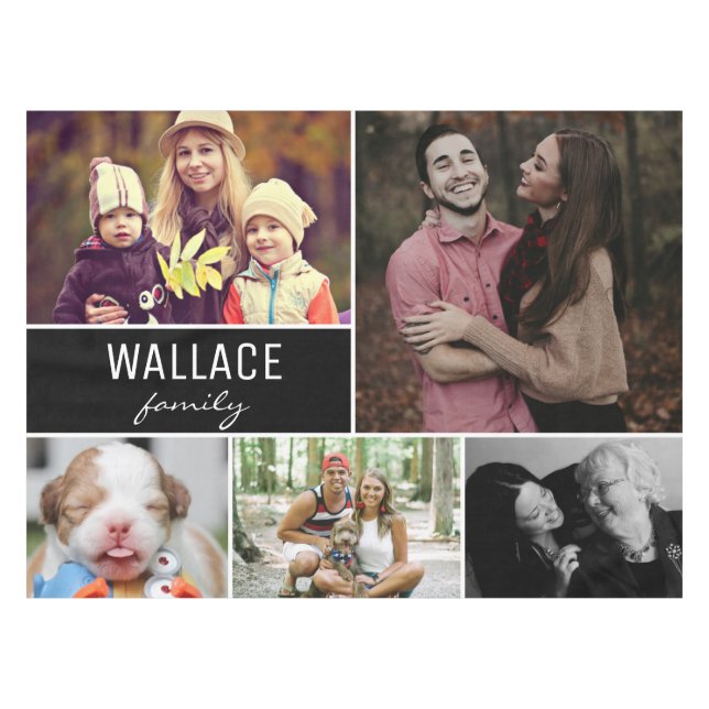 Mantel Reunión de Collage de fotos de nombre familiar (Frente (Horizontal))