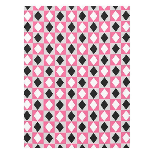 Mantel Rhombus Diamond rosa negro blanco geométrico (Anverso)