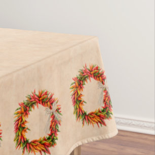 Mantel Ristra Wreath del suroeste de Chile en Adobe Wall