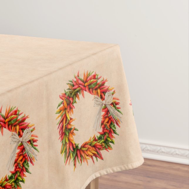 Mantel Ristra Wreath del suroeste de Chile en Adobe Wall (In Situ)