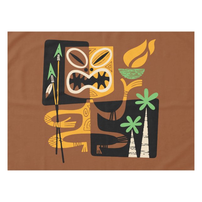 Mantel Rituales tribales antiguos: hombre con fuego y lan (Frente (Horizontal))