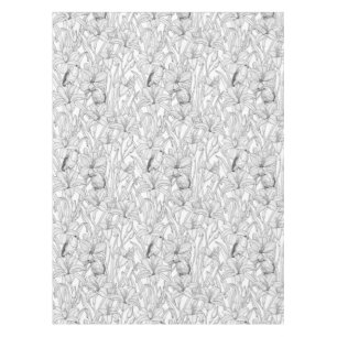 Mantel Robins y flores de lilo, negro y blanco