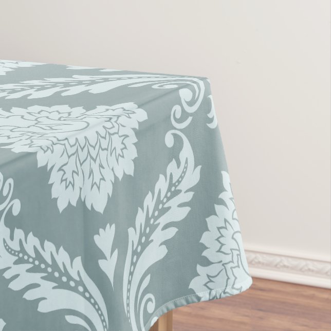 Mantel Rococo Damask Pattern Duck Egg Blue+Teal (In Situ)